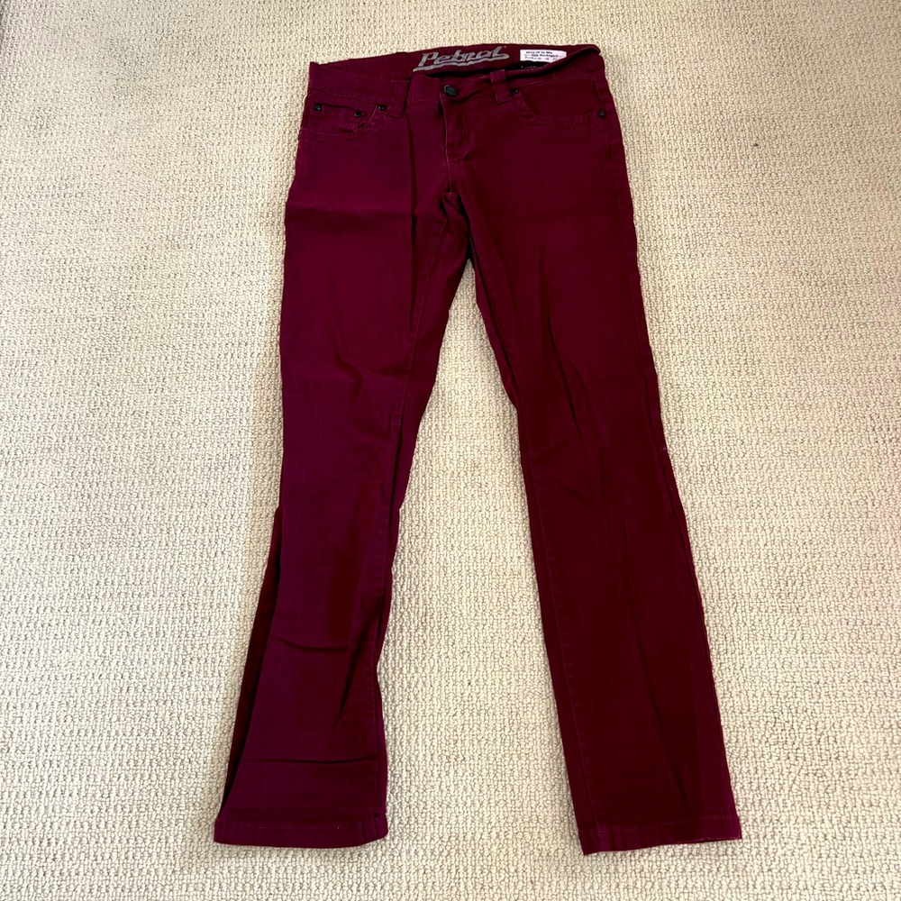 Maroon Slim Straight Leg Jeans
